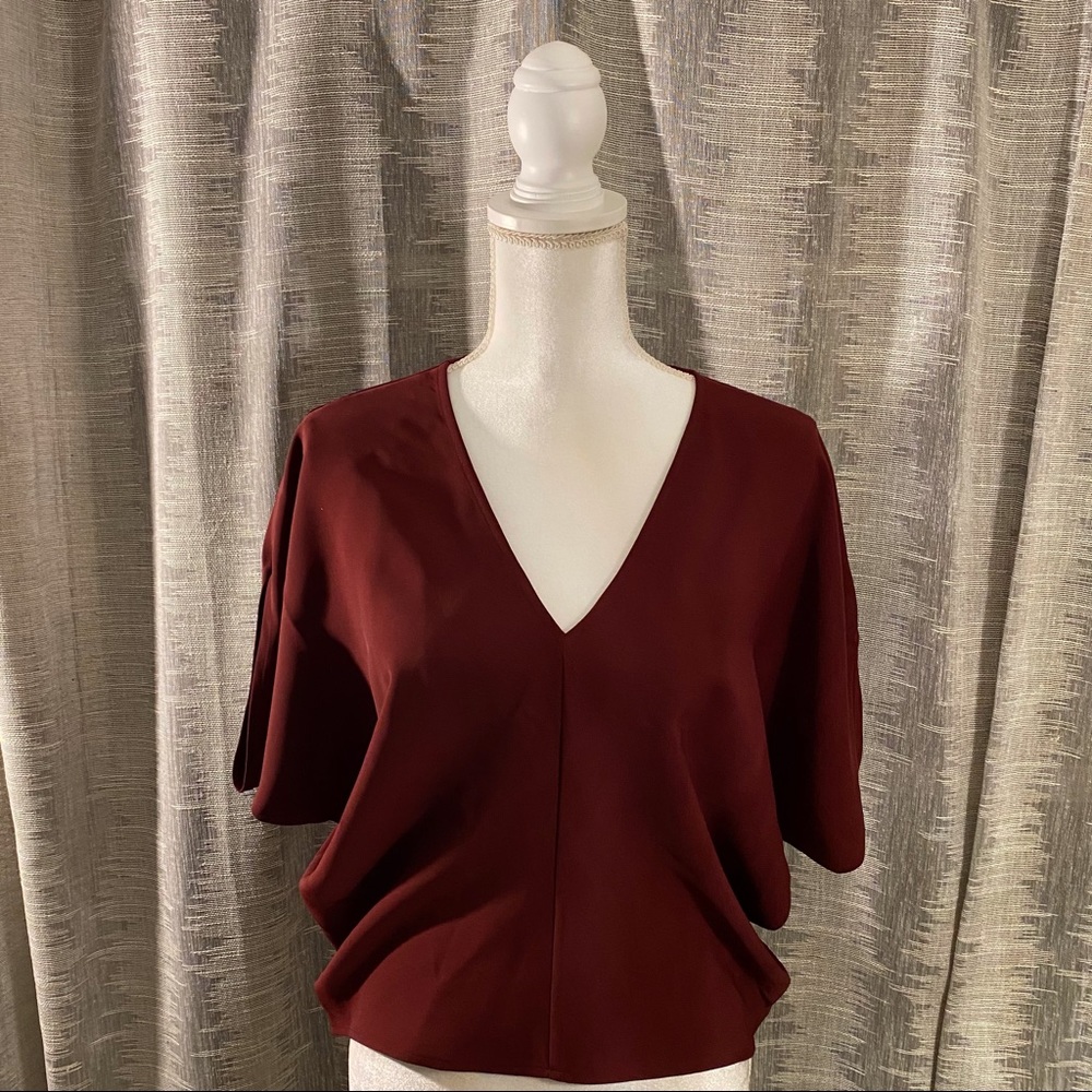Burgundy / Brown Split sleeve top by Express